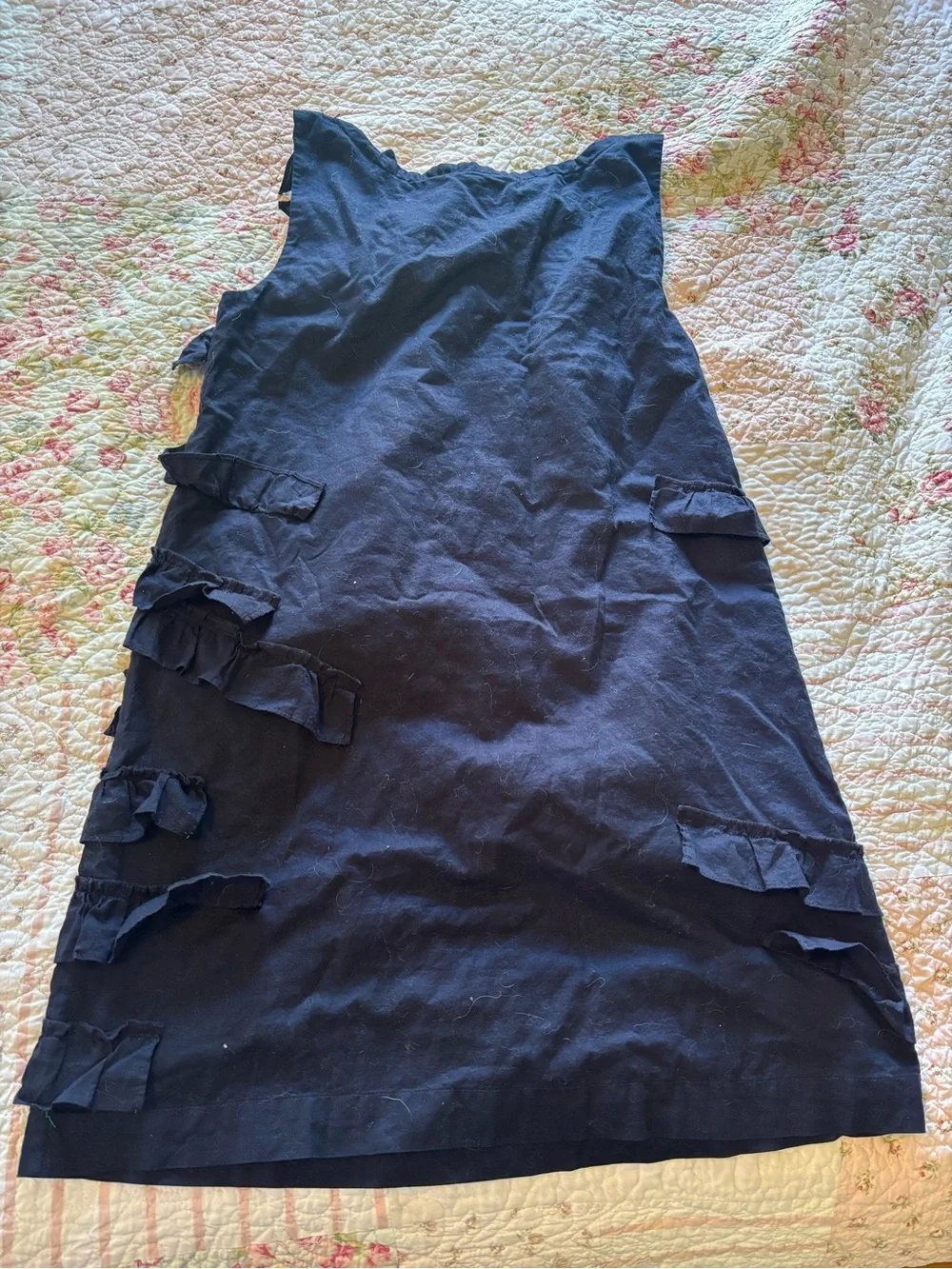 J. Crew Navy Sleeveless Ruffle Shift Dress